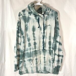Pink Victoria Secret White And Green  Tie-Dye Hoodie Sweater — Size Large